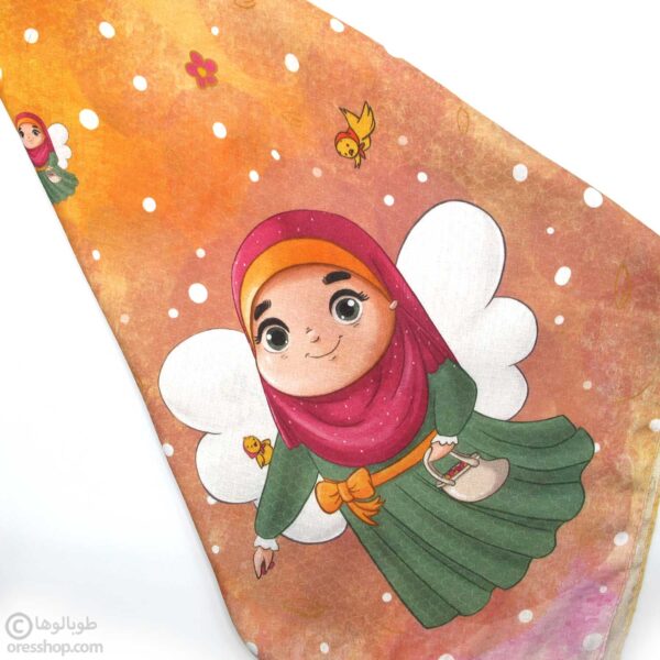 تصویرسازی دخترها فرشته اند آبرنگی روی روسری